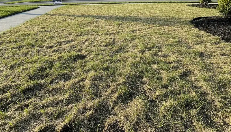 Young hydroseeded grass germinating in Albany, NY lawn by Chop Chop Landscaping