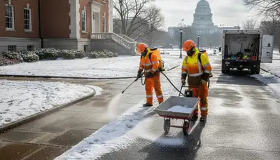 Professional de-icing and salt application on driveways and walkways in Albany, NY by Chop Chop Landscaping