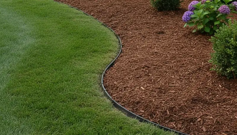 Professional landscape bed edging with fresh mulch in Albany, NY by Chop Chop Landscaping